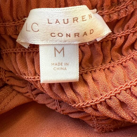 Lauren Conrad Orange Mini Dress Medium 3/4 Sleeves Autumn Pumpkin Patch Boho - Picture 6 of 9